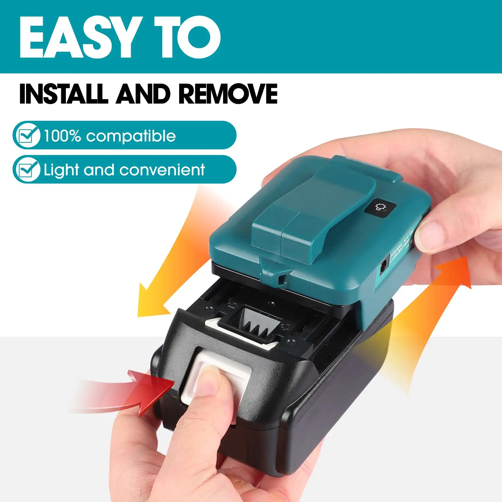 Replacement ADP05 Power Source USB Charger Adapter LXT Lithium-Ion 14.4V 18V Fast Charging Converter with LED Light DC12V port