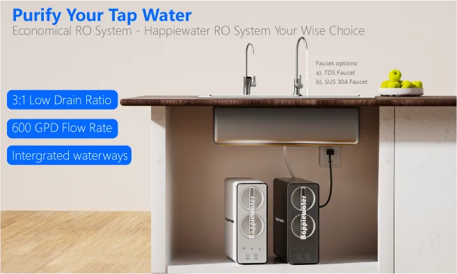 Tankless Compact 600 GPD RO Reverse Osmosis Water Filter System with Self-Cleaning & Lifetime Reminder Features for Home Use