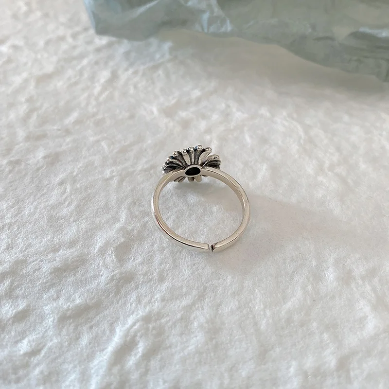 925 sterling silver Daisy ring vintage fashion Korean instagram red Sun flower opening ring index finger ring