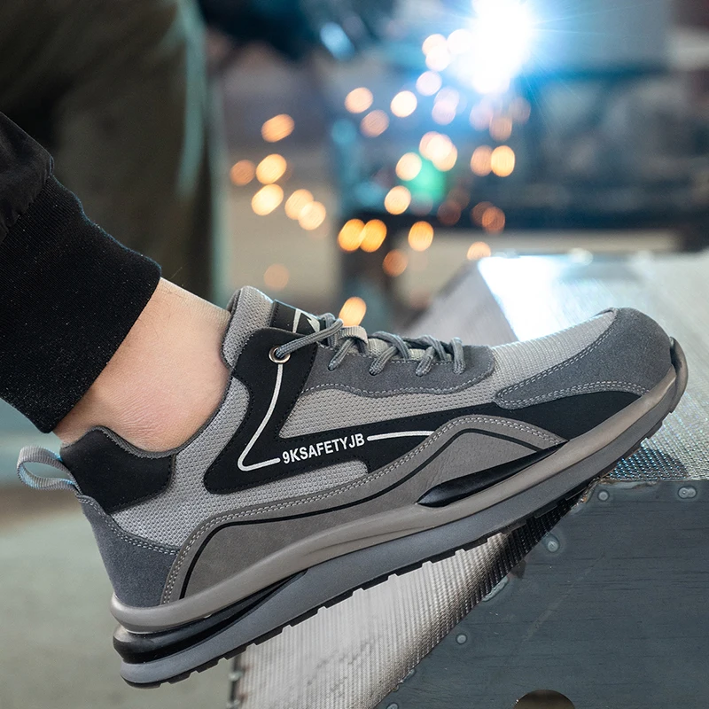 Оптовая продажа изготовленная на заказ дышащая рабочая обувь мужская повседневная спортивная стальной носок защита от проколов легкая промышленная
