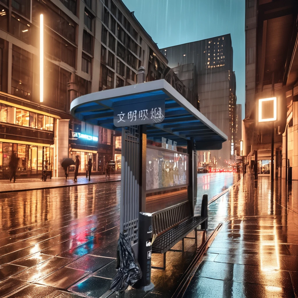 Custom Modern Smart Bus Stop Shelter Outdoor Waterproof LED Light Low Power Consumption Aluminum Frame with Steel Structure