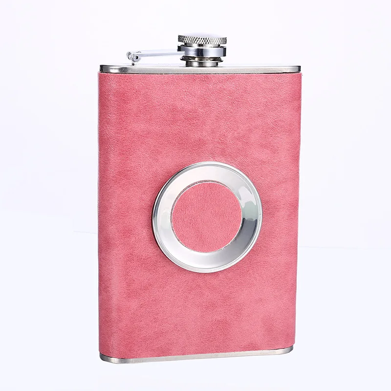 Stainless Steel 8 Ounce Whiskey Hip Flask Gift Set With a Built-in Collapsible 2 oz Shot Glass