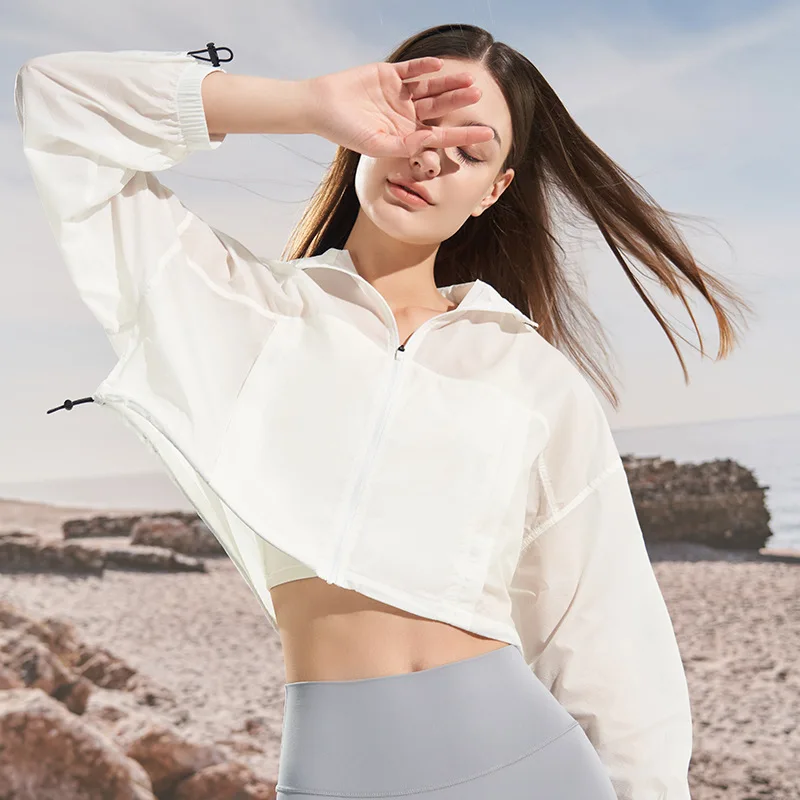 Summer Outdoor Ladies Sport Coat Gym Wear Nylon Lightweight Breathable Sun Protection Shirt Jacket for Women