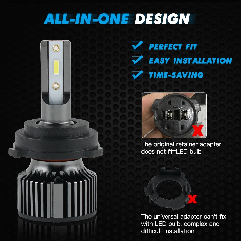 Bevinsee 10000LM 6000K Low Beam Kit H7 LED Headlights Bulbs Fits For Volkswagen Tiguan Limited 2017-2018