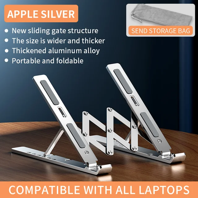 Adjustable Laptop Stand 11 to 15.6 inch Notebook Portable Metal Riser Aluminum Alloy Holder Foldable Office Computer Cooler