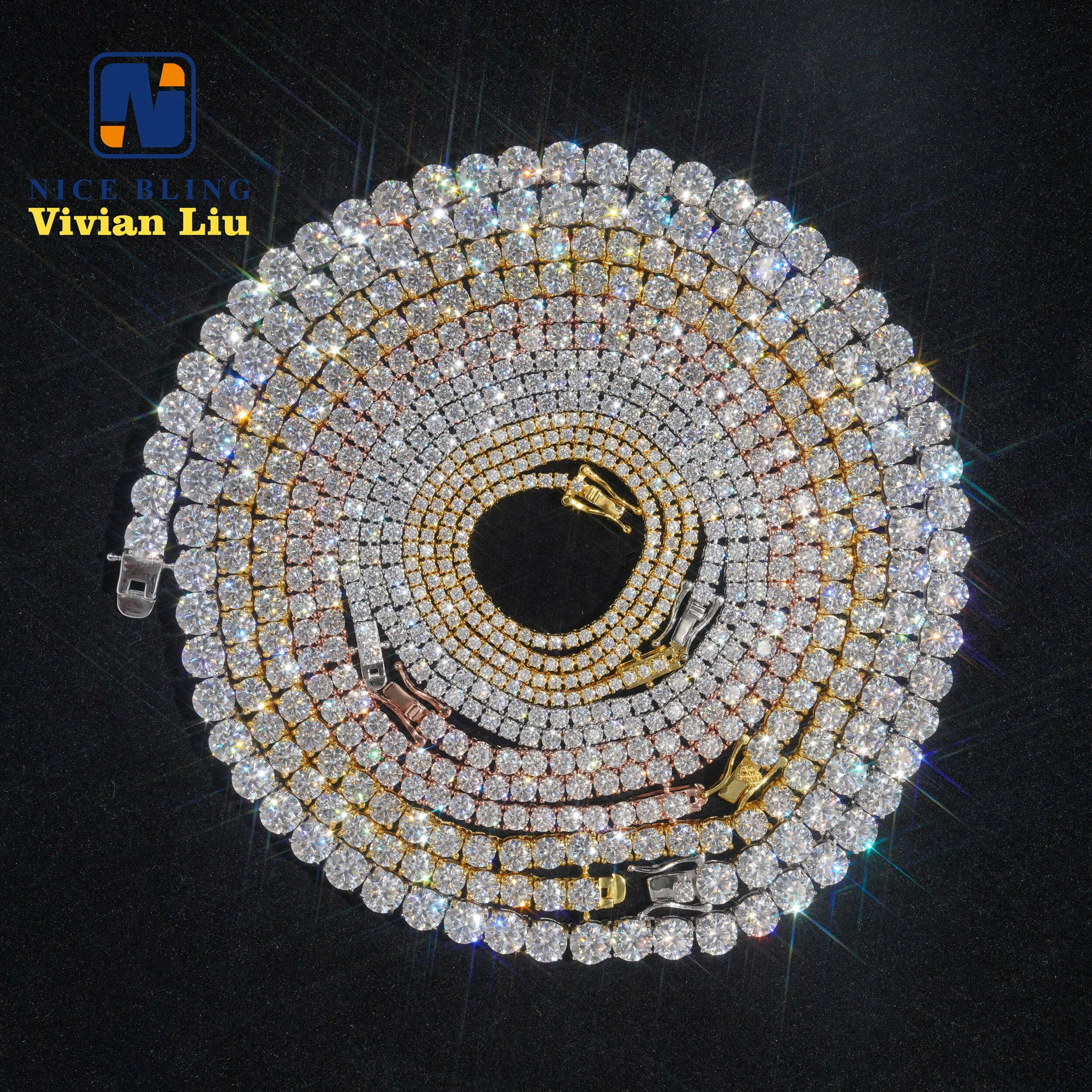 Wholesale price sterling silver 925 tennis bracelet necklace vvs moissanite hip hop jewelry iced out diamond tennis chain