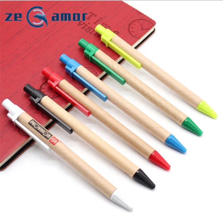 Zeamor pluma самый популярный переработанный экологически чистый клип матовая бумажная ручка с логотипом пользовательские подарки