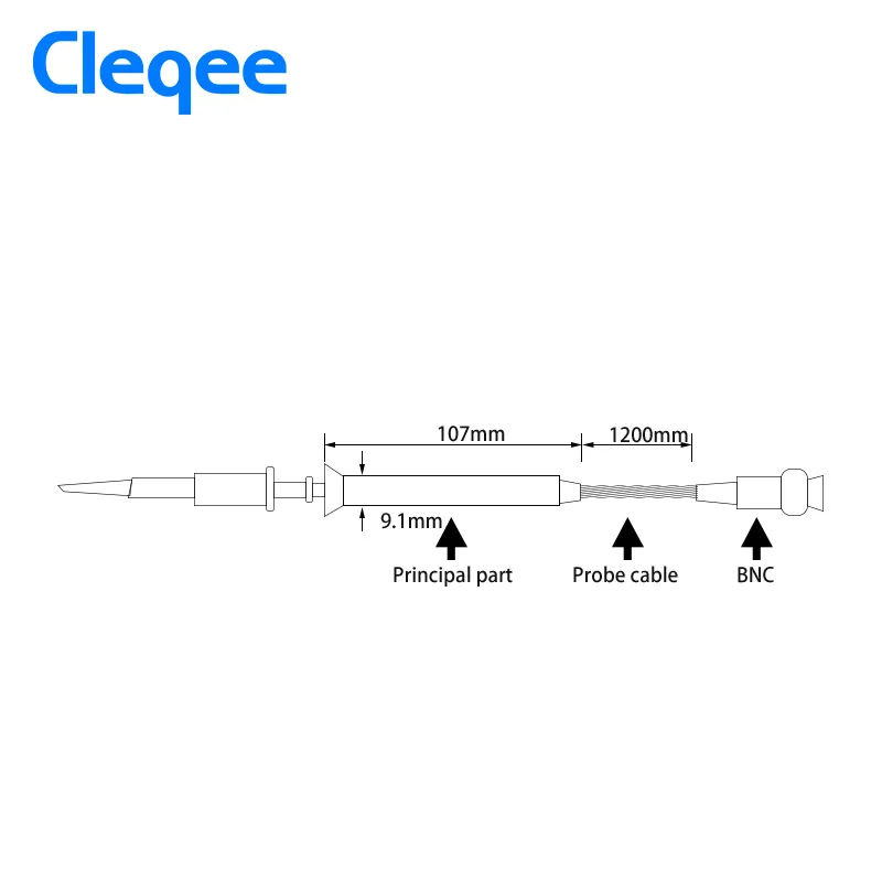 Cleqee-2 P7200 DC-200MHz Scope Clip Probe BNC protective cap 200MHz Oscilloscope Probe X1/X10 Test lead