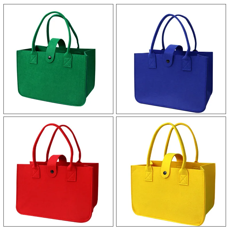 Fashion Design Large Capacity Portable Wool Felt Tote Gift Bag for Grocery Shopping