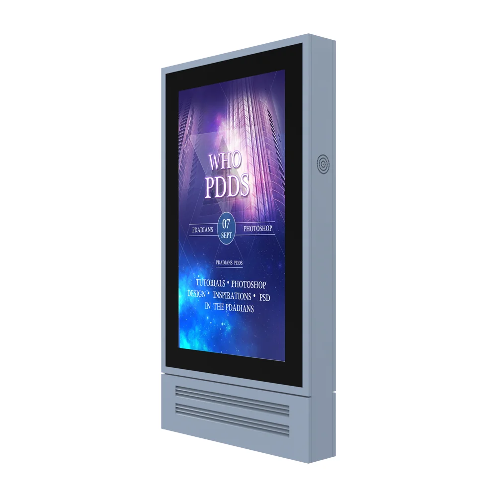 75 Inch Floor Stand Auto Brightness Control Digital Signage Exterior with Tempered Glass