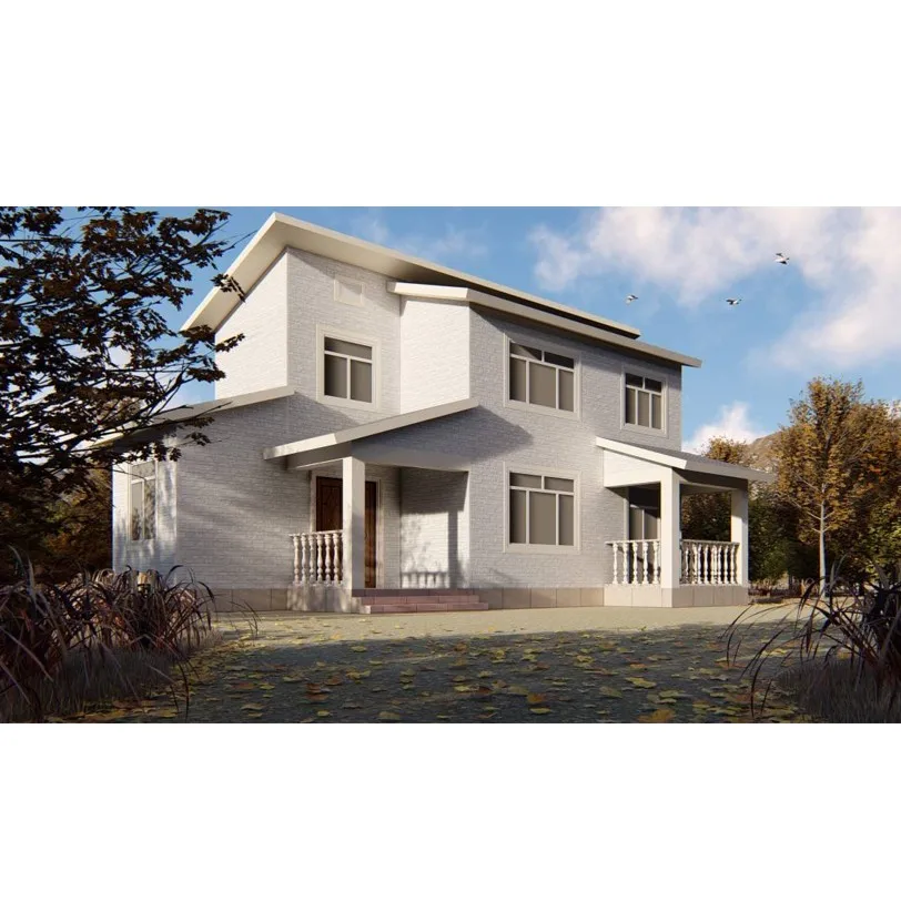 2 Floor Regular Style Family House Steel Structure Prefab House Villa With Garage