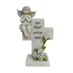 Garden Memorial Stone Angel Cold Cast Resin Graveyard Remembrance Decoration Outdoor Sculpture and Engraved Design Sympathy Gift