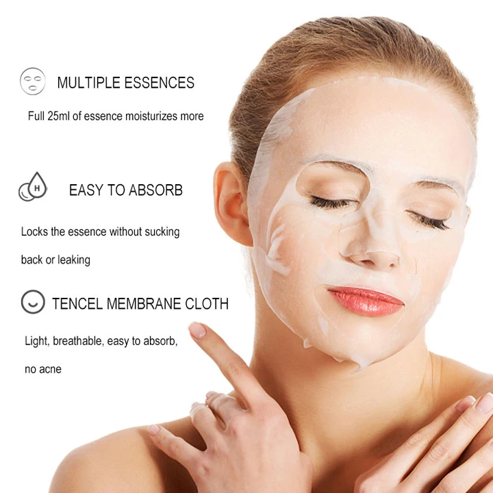 Private Label Avocado Face Mask Moisturizing and Hydrating Cotton Sheet for Female Skin Care Promotes Sleep Facial Mask