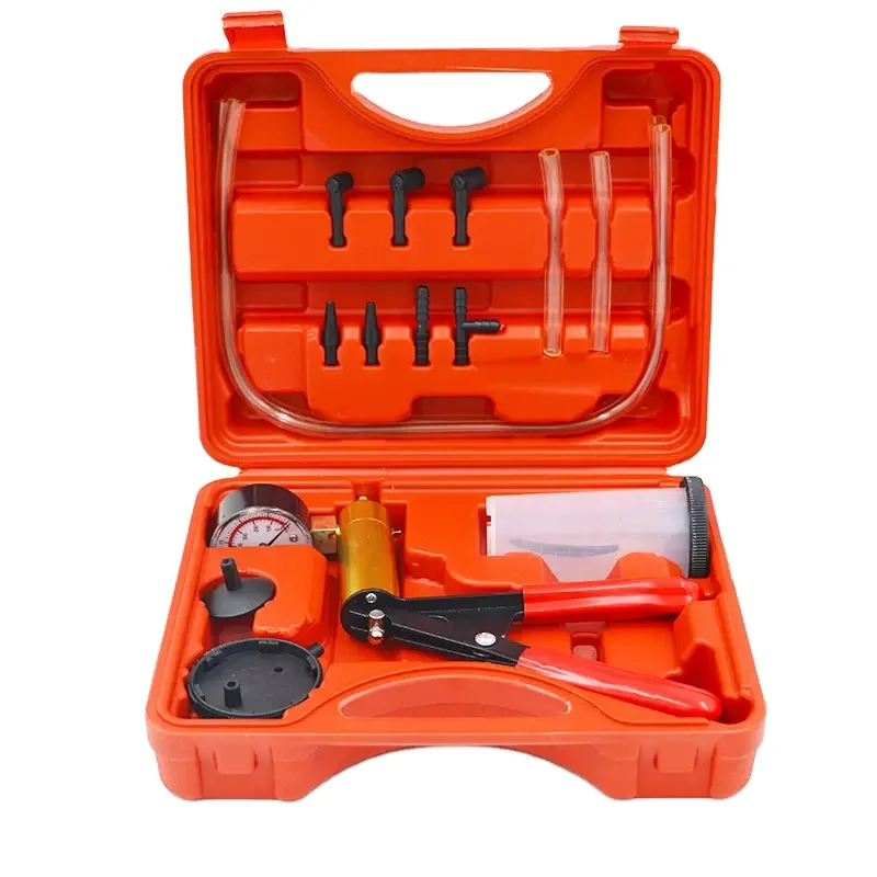 Hand Held Vacuum Pump Pressure Tester with Durable Gauge Brake Fluid Bleeder Tool for Car Motorbike Motorcycle Diagnosis