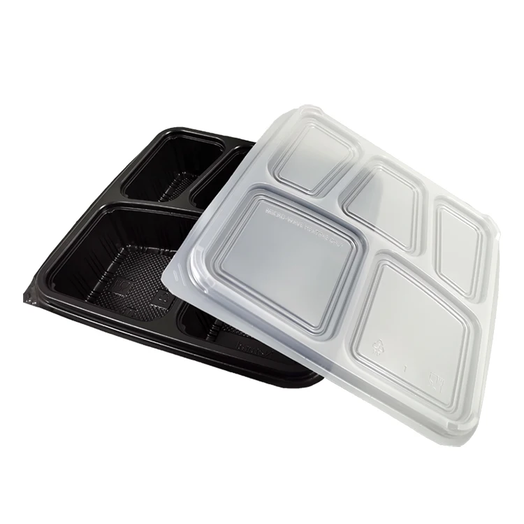 Catering Airtight Bio Cpla Plastic Takeaway Storage 5 Compartment Delivery Food Packaging Containers