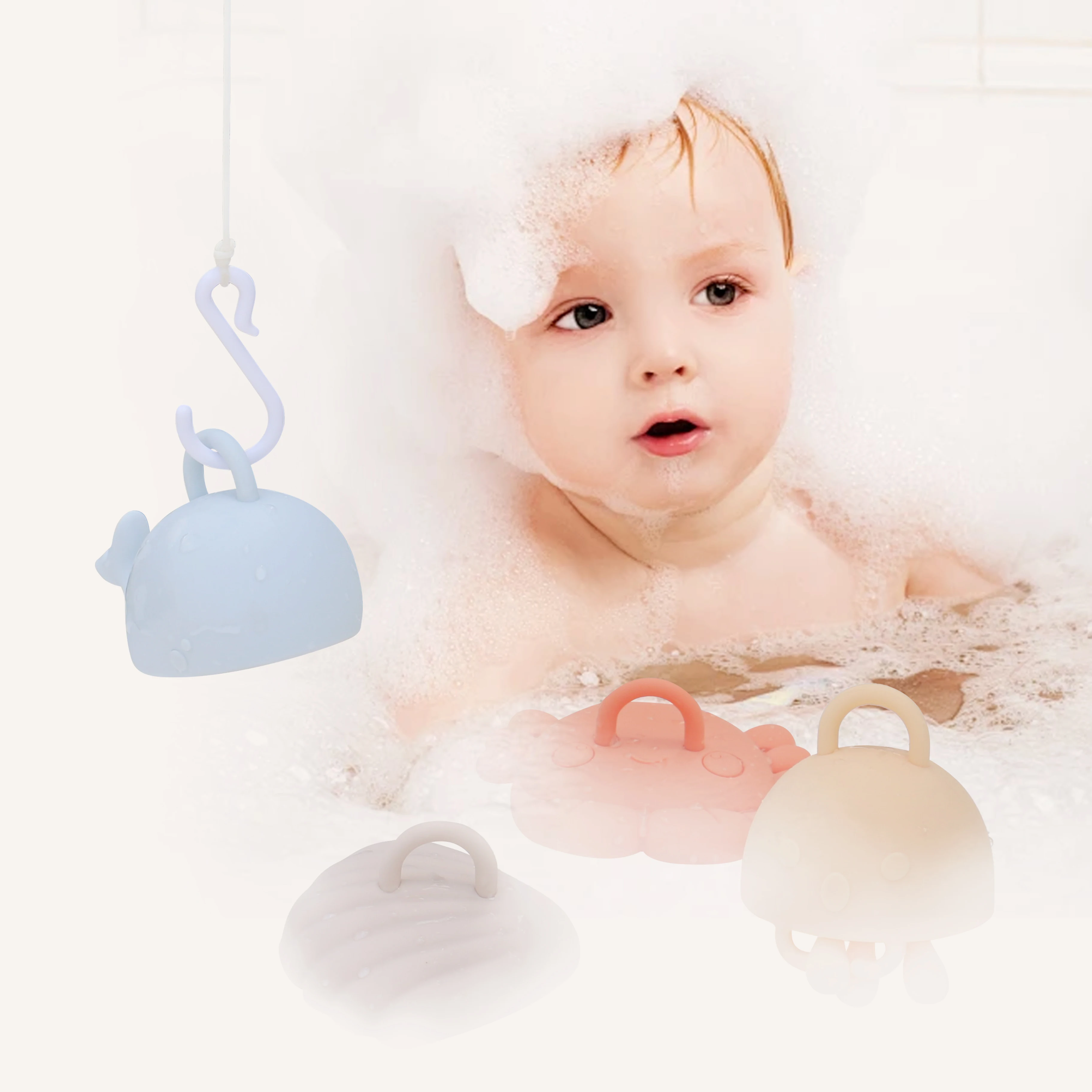 Manufacturer Custom and wholesale silicone fishing toys sets  water floating toys for kids playing BPA free Silicone bath toys