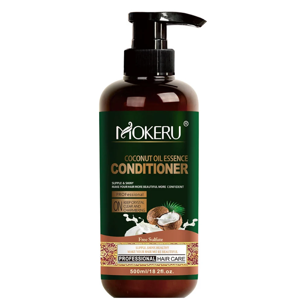 MOKERU 500ml Private Label Bulk OEM Best Natural Organic Sulfate Free Shampoo Hair Care Conditioner Coconut Oil Shampoo for Hair
