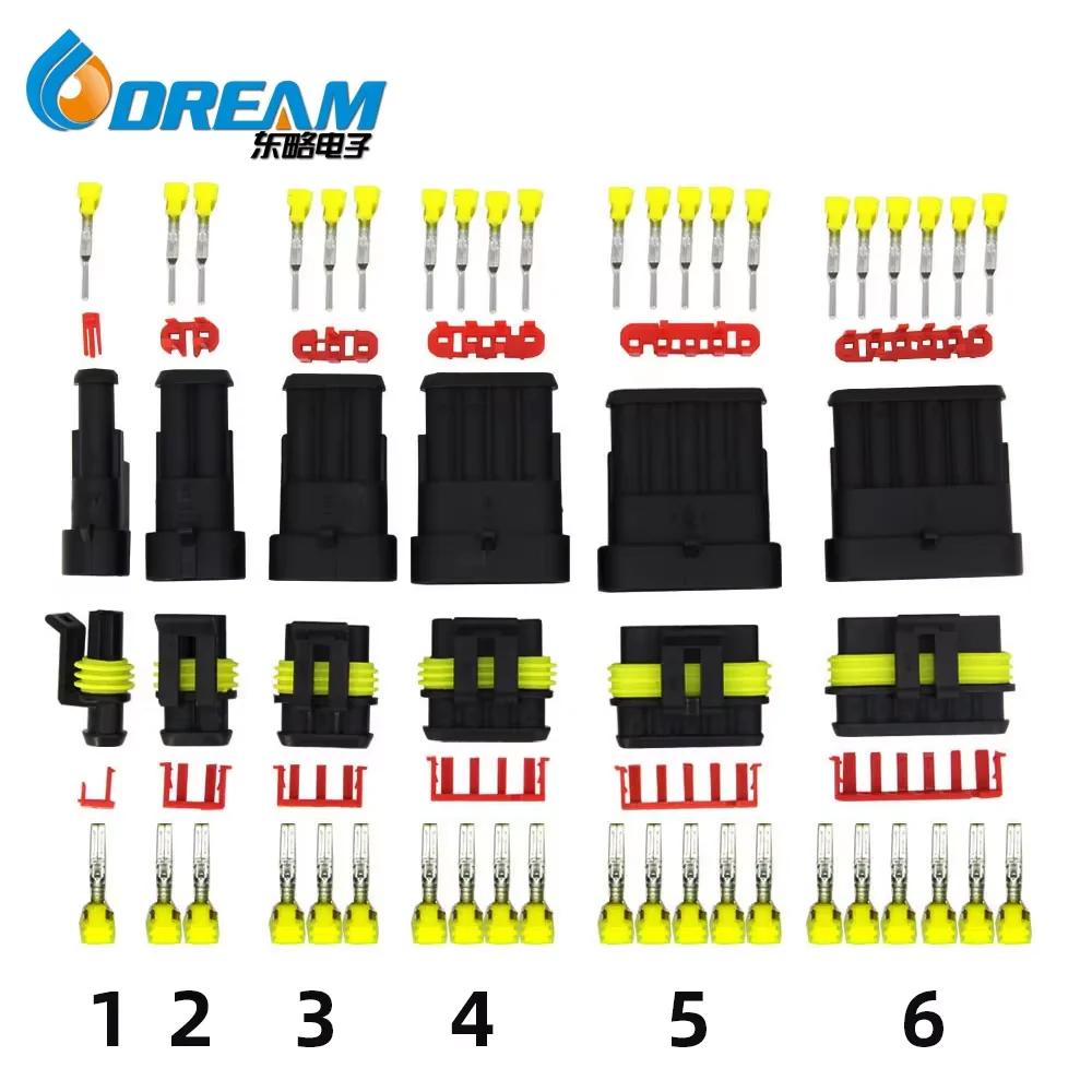 DREAM-START waterproof auto connector 1/2/3/4/5/6 pins Car Electrical Housing Automotive female male Connector plug