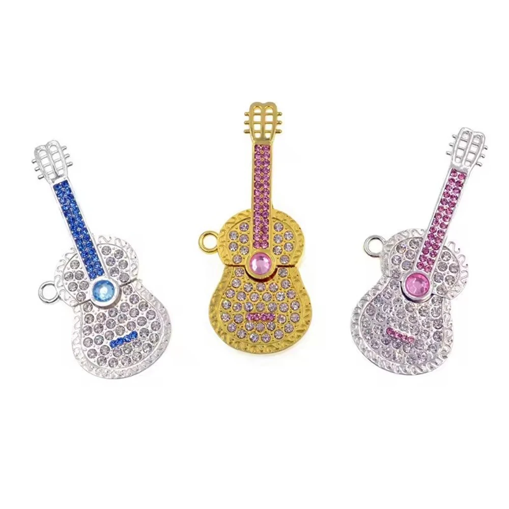 Gift 64gb 32gb 16gb 8gb 4gb Beautiful Pendrive Crystal Guitar U Disk Memoria Flash Drive nice gifts diamond