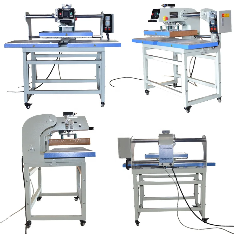 Automatic pneumatic top heat platen+down heater platen combo double tray fusing press heat transfer machine 60x40cm