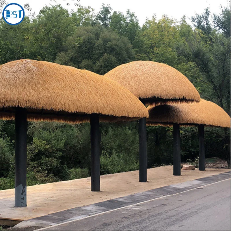 UV protected Flame Retardant plastic grass Roof Artificial thatch Roof Artificial Grass Dry Grass For Scenic Area