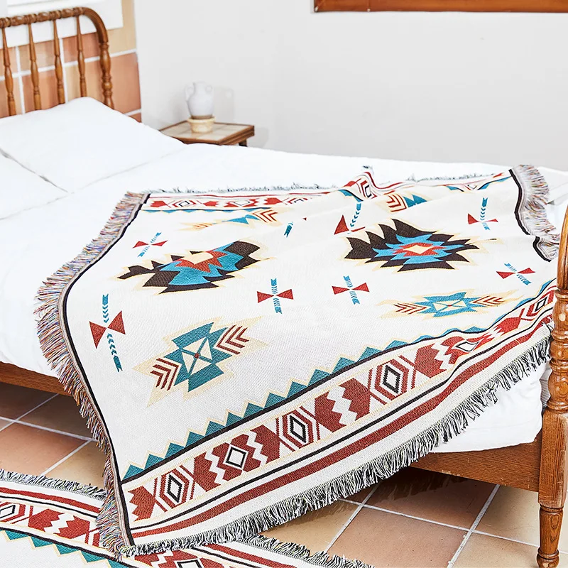 ins new design sofa outdoor camping Bohemian carpet jacquard thread blanket