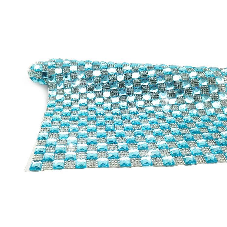 Hot fix Square Shape Rhinestone Trimming Mesh Transfer Crystal Stone Strass Mesh Roll Banding Sheets