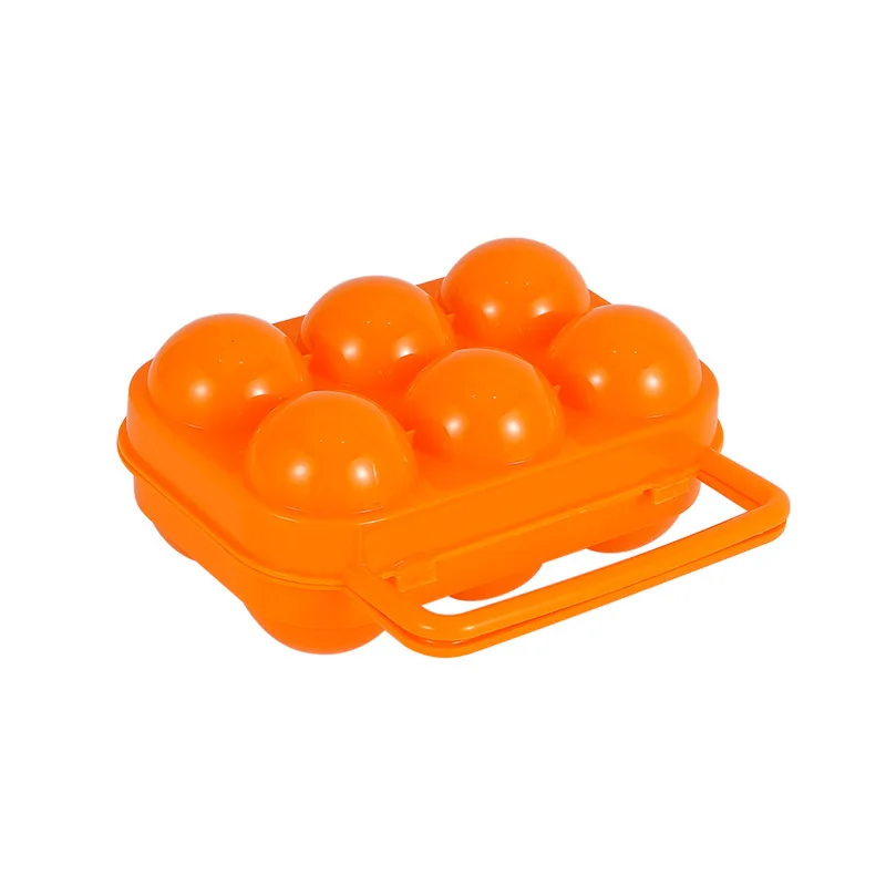 Outdoor Plastic Camping 6 Eggs Carrier Container  with Handle Portable  Kitchen Egg Holder Plastic Egg Storage Box