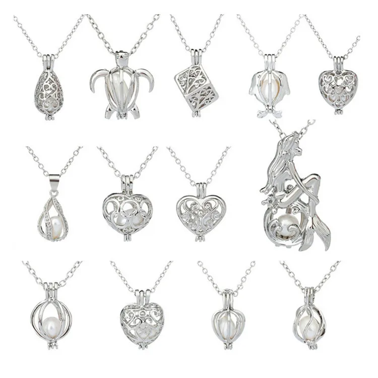 CLARMER Europe America Creative Hollow Locket Cage Pearl Necklaces Natural Freshwater Oyster Pearl Necklace Wholesale