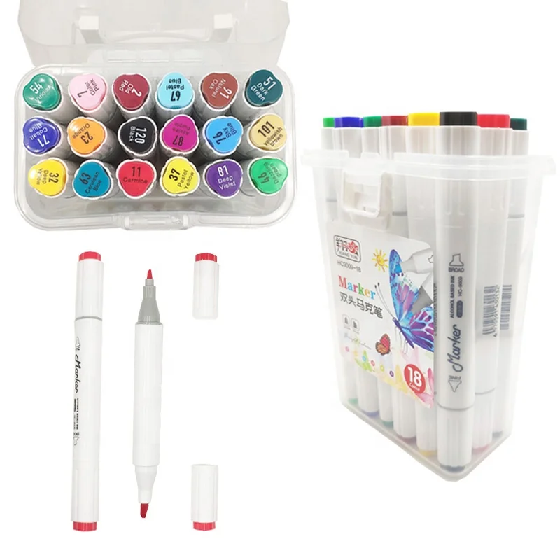 OEM 18/24/48/60/80 colors alcohol based permanent dual tips sketch paint art marker pen set