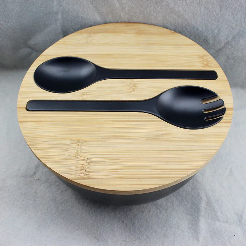 large round serving mixing painted color lacquer corn starch bamboo fiber rice soup fruit salad bowl bowls set with lid