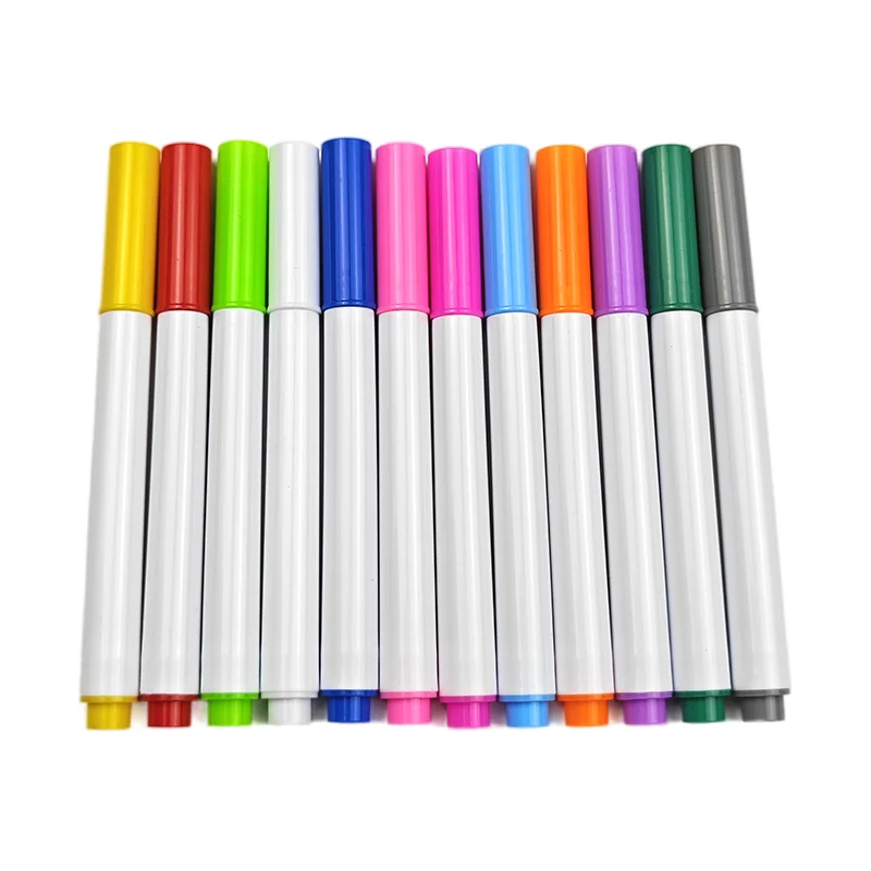 12 Colors Wet Wipe Chalk Pens Promotional Gift Assorted Erase Bright Colors Water Erasable Mini Chalk Marker