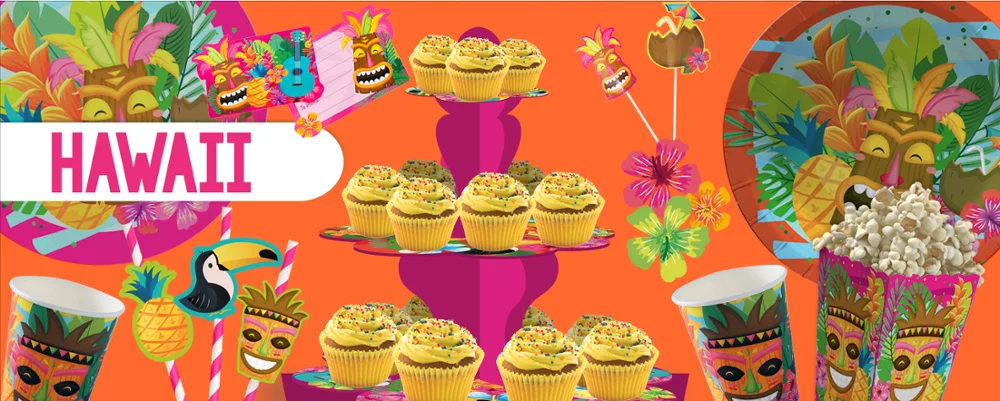 New Hawaii Tropical Luau Summer Flamingo Theme Kids Birthday Party Supplies Invitations Cards for Kids Birthday Party Eco-friend