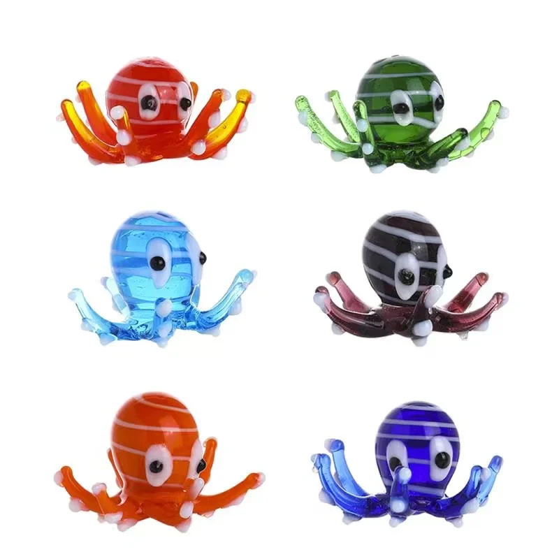 Многоцветные фигурки осьминога из искусственного стекла 6 шт. в наборе