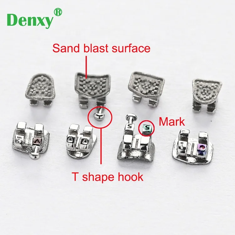 Denxy Dental Wholesale Metal MIM Orthodontic brackets Dental Braces Roth/Mbt Standard/Mini 018 022 Orthodontic Bracket Kit