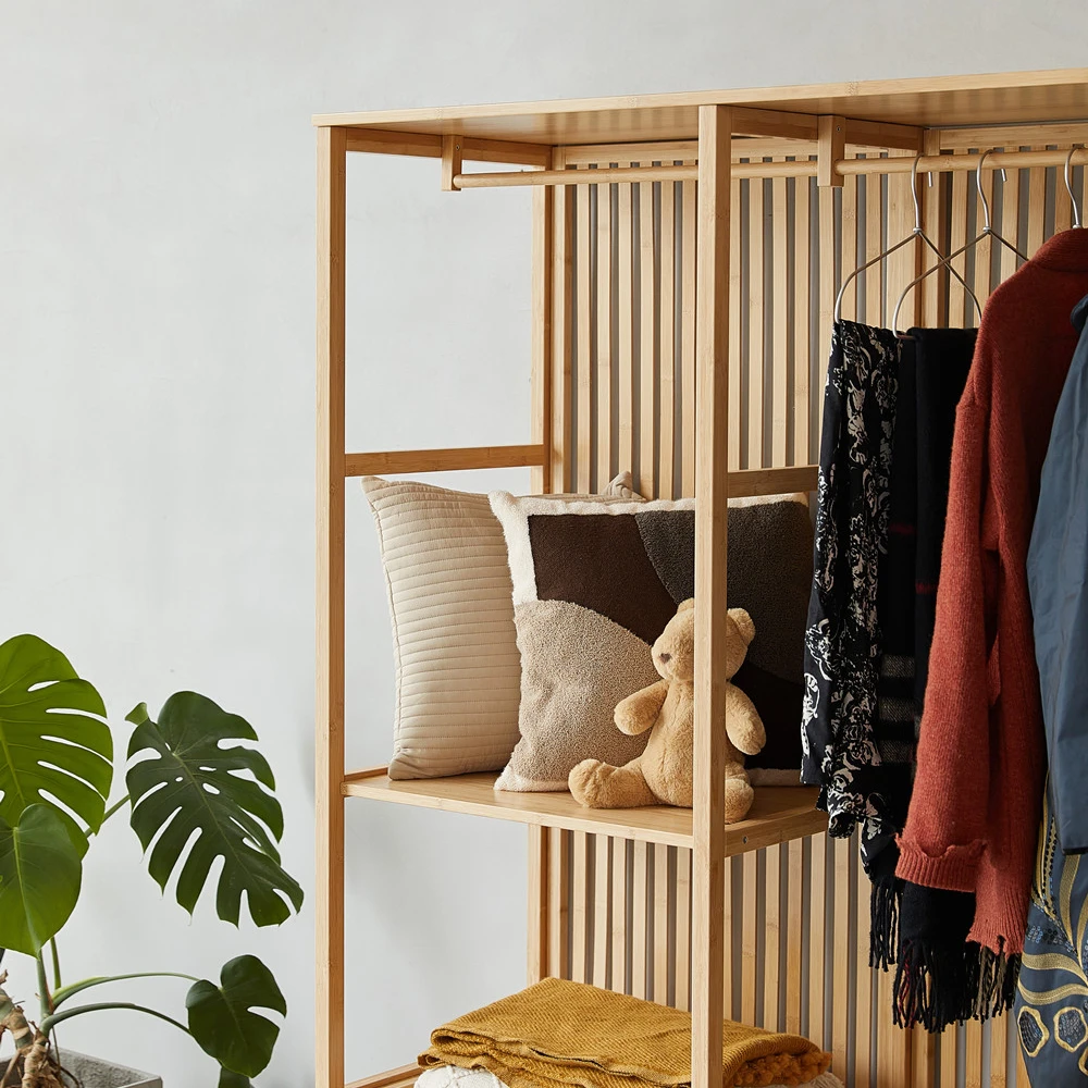 bamboo nature color office storage cabinet high capacity entrance large bamboo office cabinet furniture with door