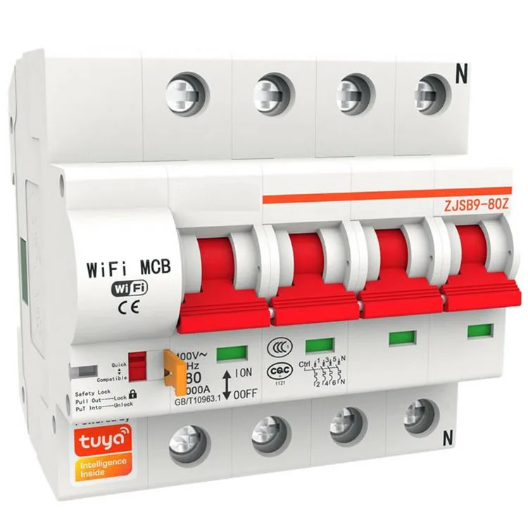 Wifi Circuit Breaker Tuya Smart Life 1P 2P 3P 4P 10A-100A Circuit Breake