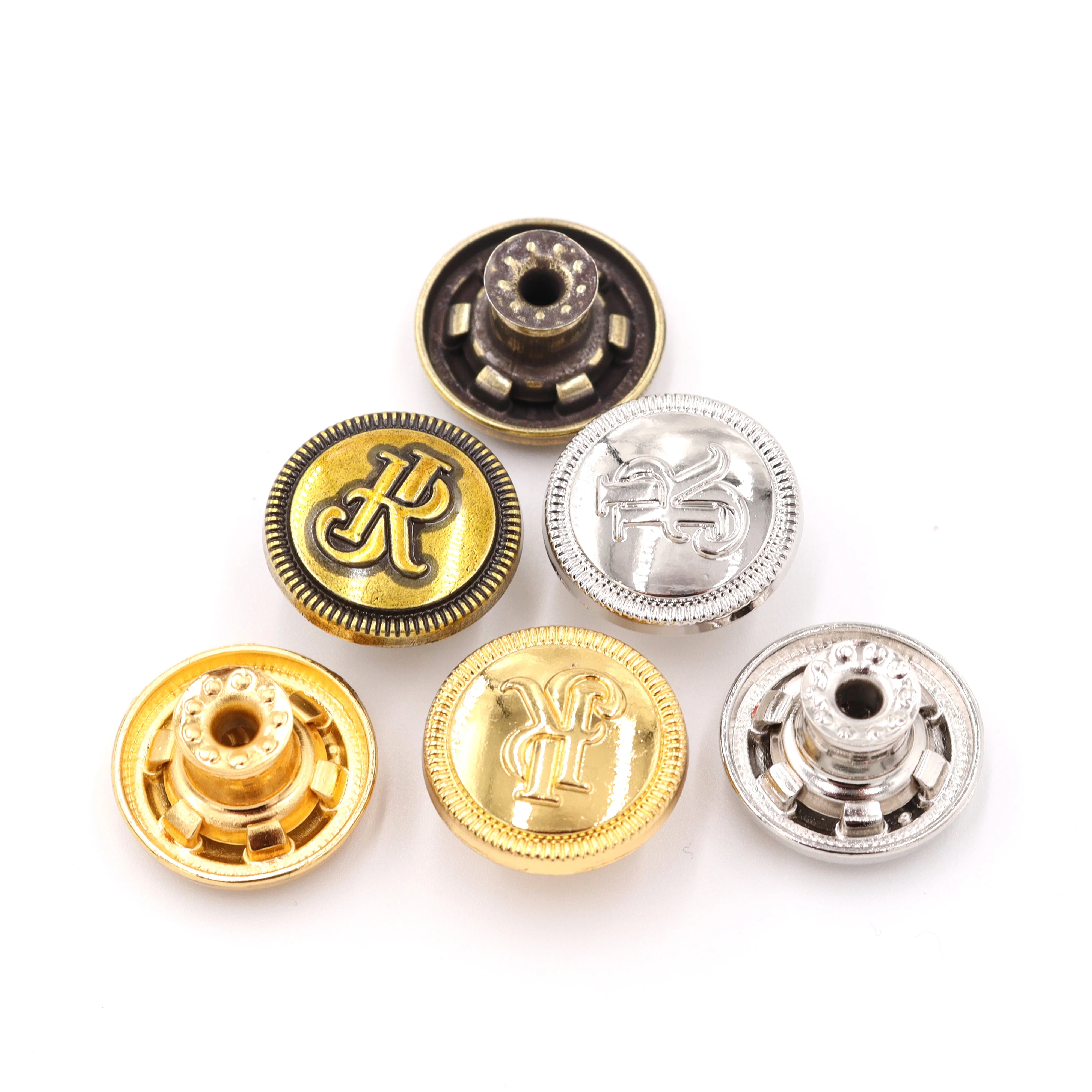 OEM ODM Manufacturers custom brand logo zinc alloy metal denim jean button and rivets
