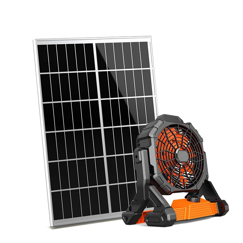 25W Sunjetpower Portable Rechargeable Solar Powered Fan with Lights Stepless Gear in Stock on Sale