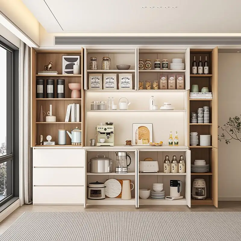 Customized Modern Simplicity Light Luxury High Cabinet Wood Integrated Sideboard Wall Tea & Wine Storage Cupboard