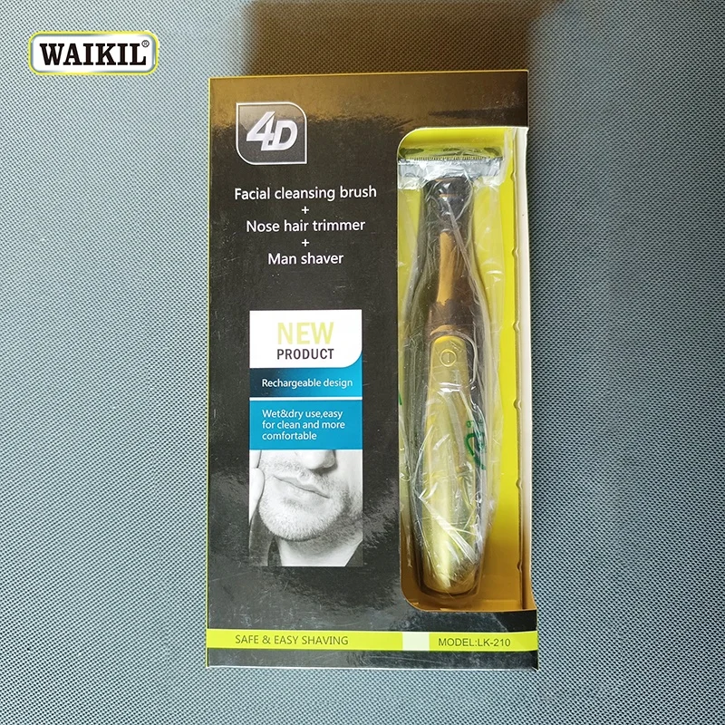 WAIKIL Hot Sale Portable 3 in 1 Grooming Kit Face Clean Set Nose Hair Removal Electric Shaver Cordless Beard Trimmer For Men