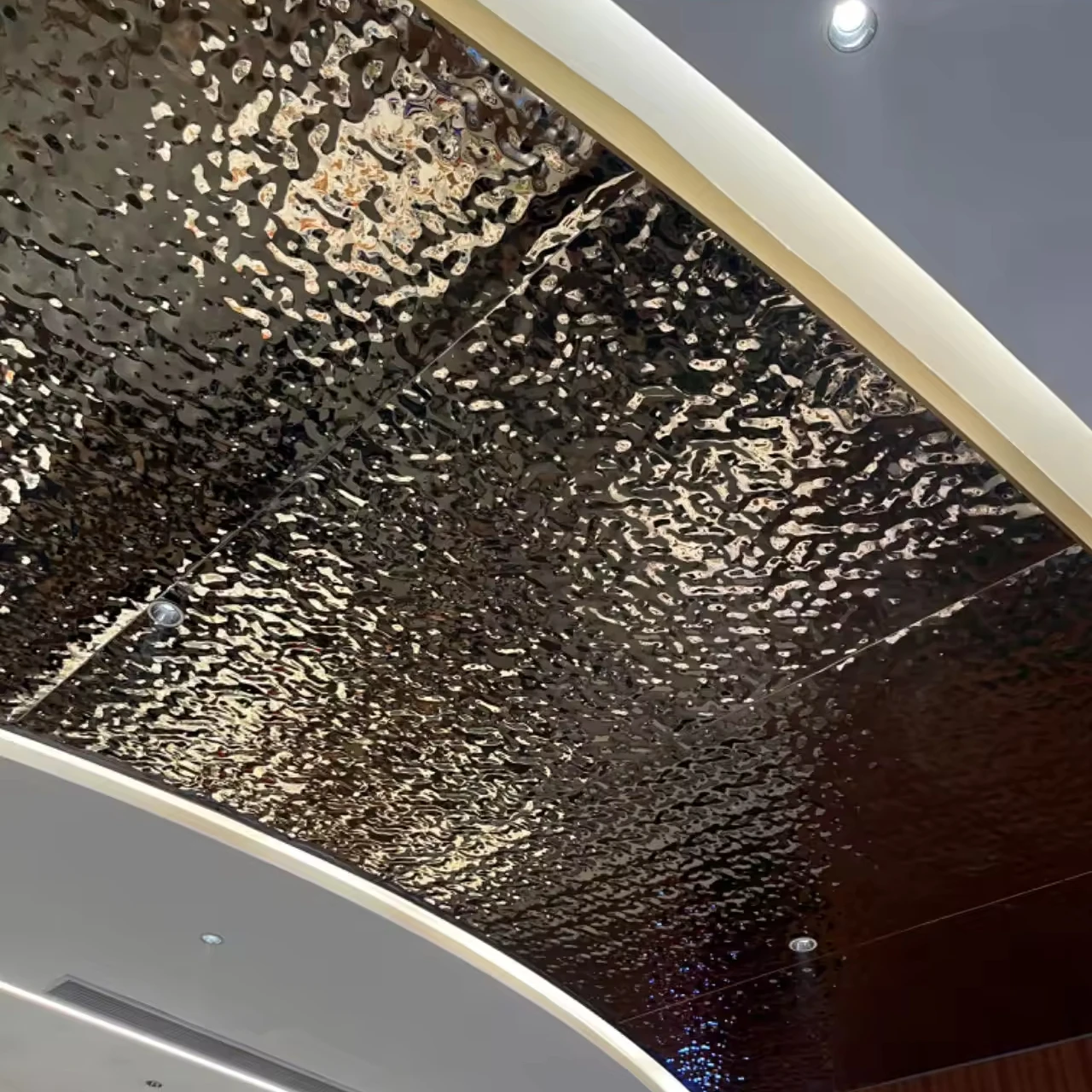 Bamboo Charcoal Mirror Water Ripple  Wood Veneer PVC Cladding WPC Metal Wall Panels Interior Decoration Coextruded Sheet