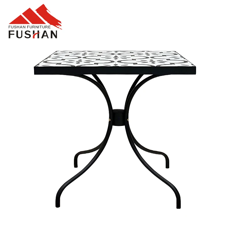FUSHAN Outdoor Furniture Patio Square Coffee Dining Table Outdoor Ceramic Bistro Table For Aluminum Frame