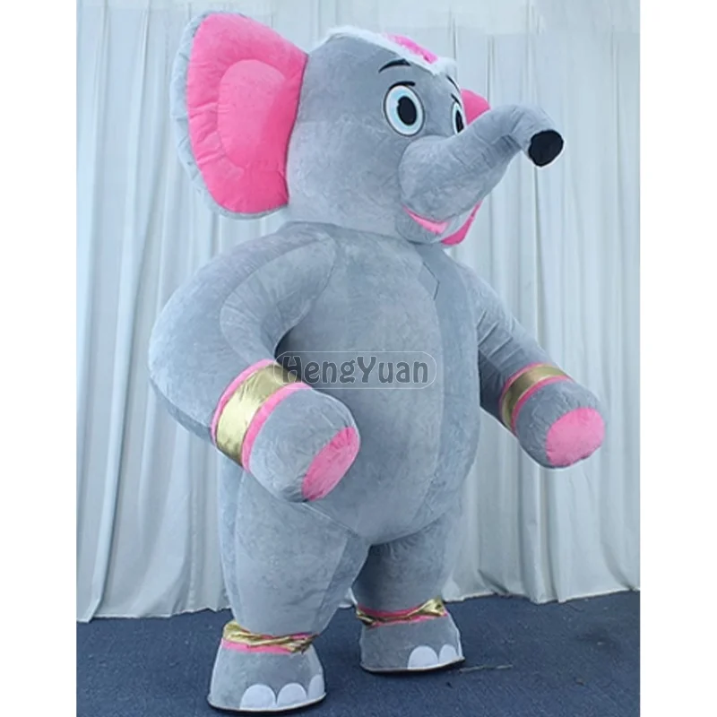 Hengyuan Plush Giant Gray Elephant Inflatable Costumes for Advertising Custom Inflatable Animal Mascot Suits For Wedding Decor