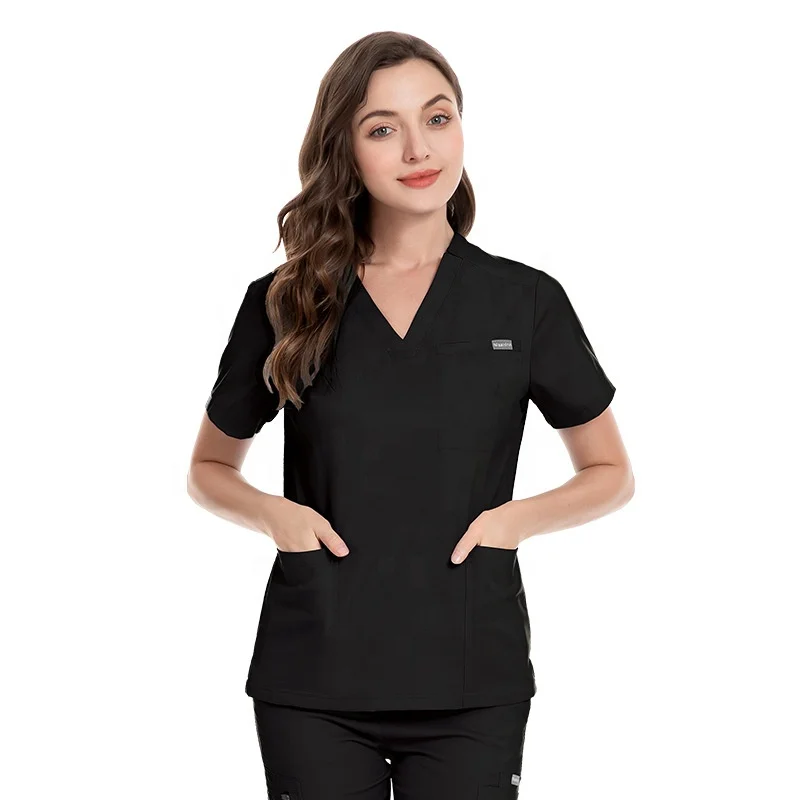 oem logo nurse uniforms for women men scrubs suits v neck short sleeve doctor hospital uniform sets top jogger pants scrubs