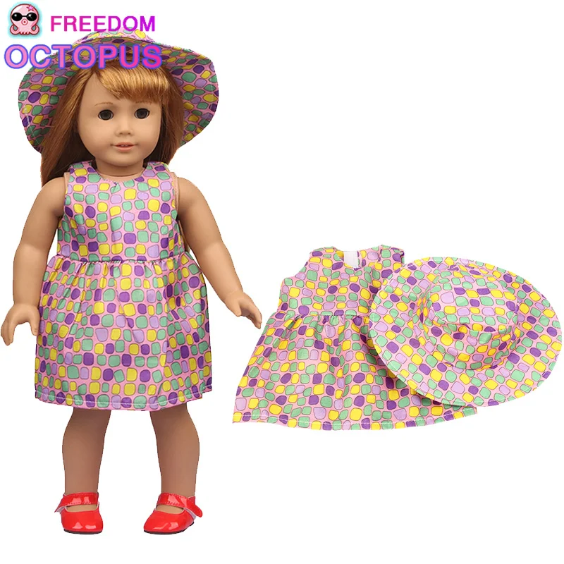 18 Inch Baby doll white red Striped Top Toy Doll Mini Cute doll Clothes suit with hat