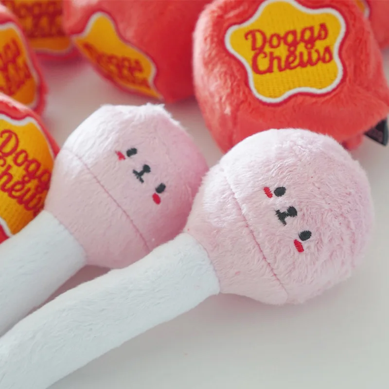 Holiday Sweet Candy Pet Chew Toys Plush Soft Eco Friendly Dog Squeaky Stuffed Toy