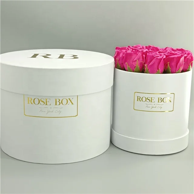 Custom made golden glitter round bouquet rose boxes, flower boxes, hat box