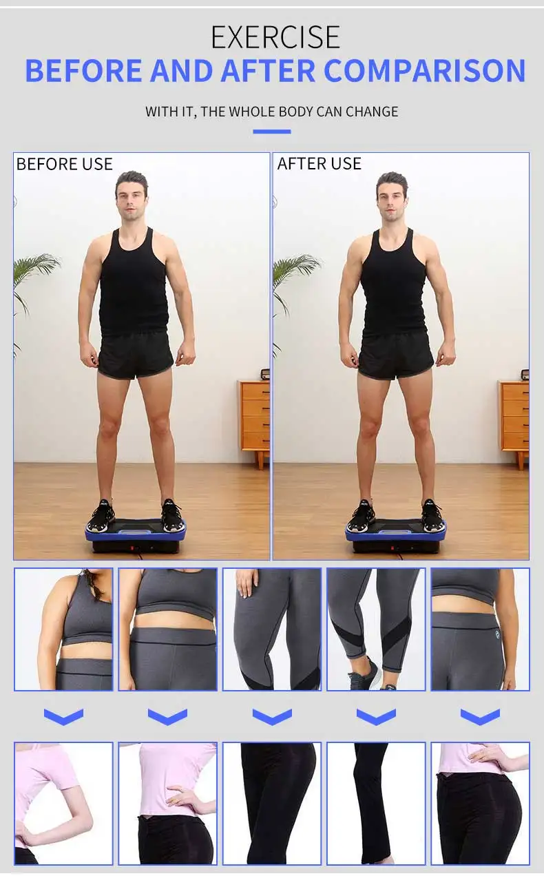 3D Home Use Fitness Trainer Machine Vertical Vibrating Plate Platform Electromagnetic Body Exercise Trainer Metal Material