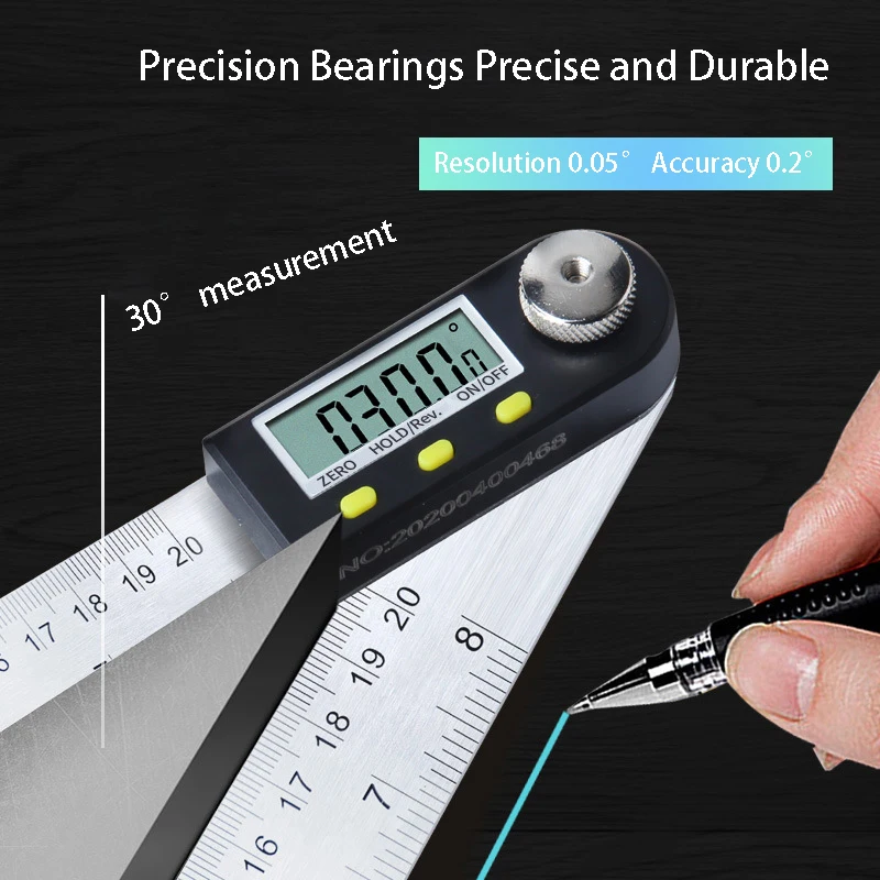 0-200/300/500mm Stainless Steel Multi Angle Measuring Tool Protractor Ruler Digital Angle Finder Ruler